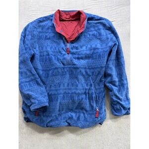 Chubbies‎ Men's Large Red Blue Reversible Fleece Pullover Jacket Retro 90s Style